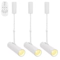 thumbnail image 1 of FSLiving 7W LED Spot Light H-Type Track Lighting with Remote Control,Modern Design Adjustable Wire Length(3.2Ft) & Angle for Home Office Loft Entryway(No Track) - 3 Pack (White), 1 of 7