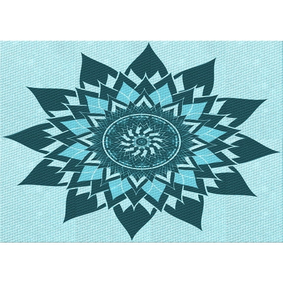 Ahgly Company Indoor Rectangle Patterned Dark Cyan Green Area Rugs, 2' x 4'