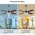 thumbnail image 4 of Ovlaim 48inch Modern Brown Indoor Ceiling Fan with Light and Remote, 4 Blades, Brushed Nickel Steel, 4 of 7
