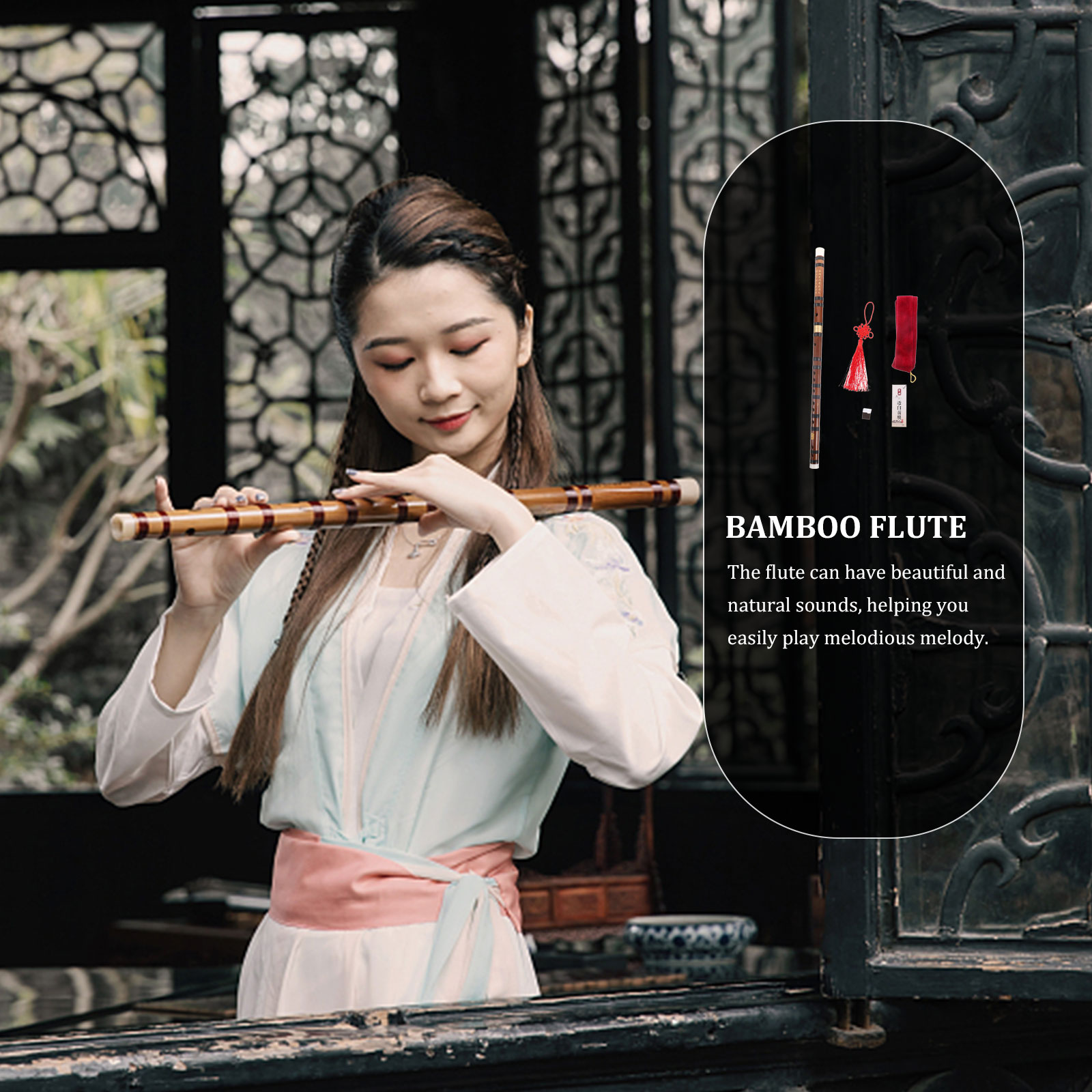 2 Sets Bamboo Flute Lightweight Chinese Instrument
