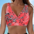 thumbnail image 2 of HCNTES Push Up Bikini Top for Women U Wired Wide Straps Swimsuit Tops Scoop Neck Padded Lace Up Back Bathing Suit Top Only(XL,a68-Red), 2 of 9