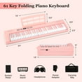 thumbnail image 3 of Gymax 61-Key Foldable Piano Keyboard w/MIDI Split Function Headphone Sustain Pedal Pink, 3 of 10