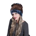 thumbnail image 1 of Contrast Color Furry Hat for Women  Winter Beanie with Patchwork, 1 of 4