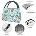 thumbnail image 4 of Yiaed Cute Otters Print Lunch box lunch bag Portable Insulated Lunch Box for Women Men Cooler Tote Bag with Front Pocket for Work Picnic Travel, 4 of 6