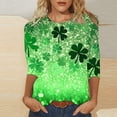 thumbnail image 2 of Moxiu St. Patrick's Day Shirts for Women 3/4 Sleeve Shamrock Printed Shirts Trendy Crew Neck Tops St Patrick's Day Clothes 2025 Multicolor,XL, 2 of 5