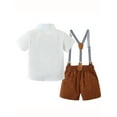 thumbnail image 3 of CARETOO Toddler Boy Outfits 1-5T Shirts Bowtie Suspender Shorts Formal Clothes Suits Cotton Fabric, 3 of 9