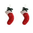 thumbnail image 2 of Adorno navideño de lana hecho a mano | Decoración de árbol de tela suave | Bordado de patchwork rojo y blanco | Regalo y decoración navideña para el hogar, 2 of 5