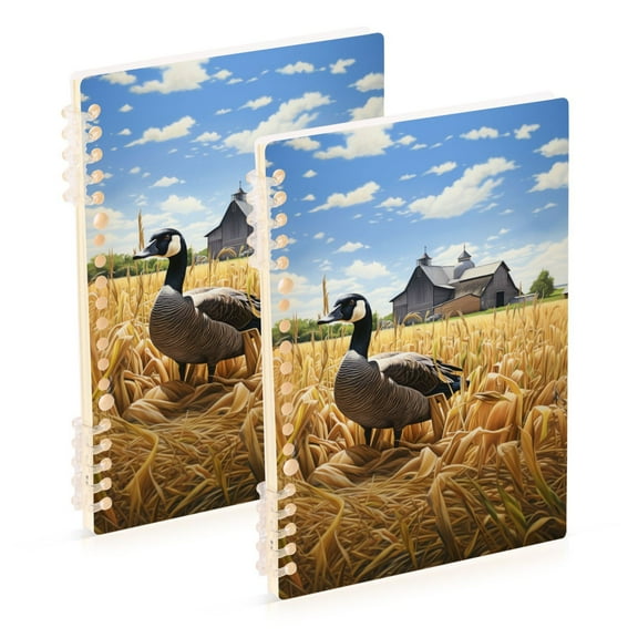 Duck Houses Trees Wheat Ring Binder Notebook Journey Note Diary College Ruled Spiral Notebook Study Loose Leaf Paper A5 60 Pages