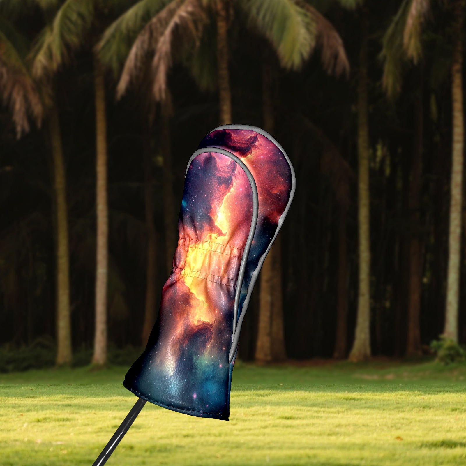 Golf Club Head Covers - Aurora Design, PU Leather, Waterproof, Fits Fairway Woods/Hybrid, Unisex, Fits Most Brands