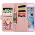thumbnail image 2 of Wallet Case for iPhone SE(5G) 2022 iPhone 7 iPhone 8 iPhone SE 2020, Magnetic Handbag Zipper Pocket PU Leather Flip with 9 Card Slots and Wrist Strap Folio TPU Inner Stand Case - Rose Gold, 2 of 14