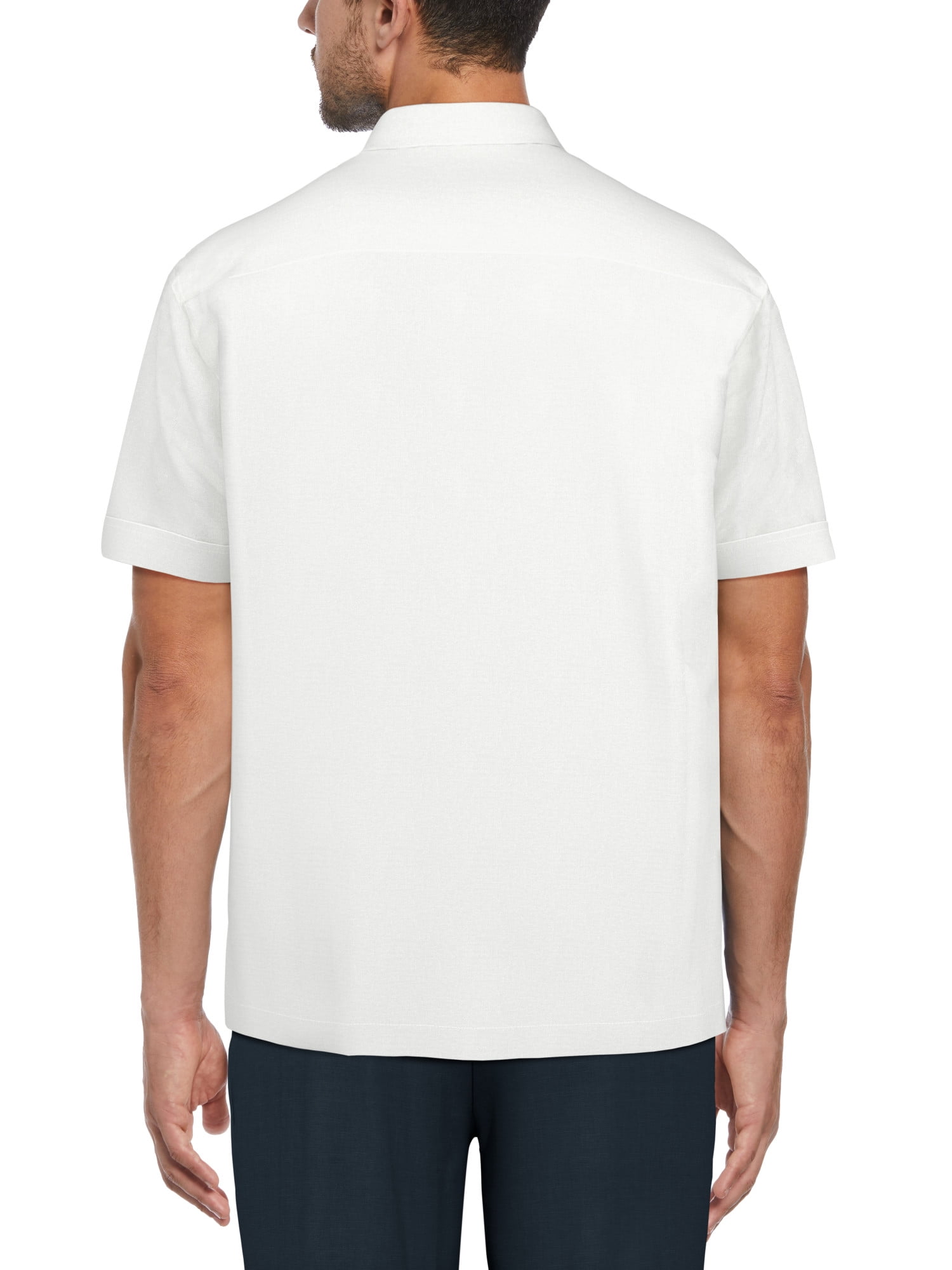 Cafe Luna Men's and Big Men's Short Sleeve Linen Cotton Tuck Panel Woven Shirt, Sizes S-5XL