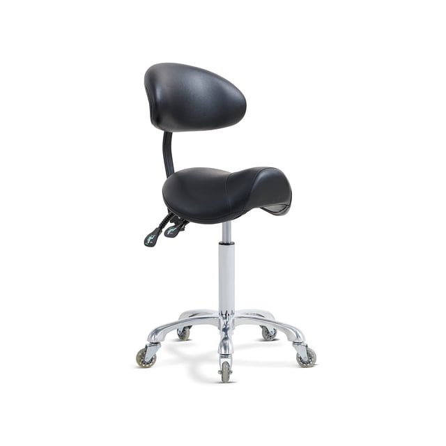 Silla con ruedas Saddle Stool con respaldo Antlu Black