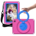 thumbnail image 3 of Feishell Case for Amazon Fire 7 (12th Generation) 2022 with Built-in Screen Protector,Shockproof Rugged 360 Rotatable Folding Handle Kickstand Kids Friendly EVA Case Cover with Shoulder Strap,Rose, 3 of 8