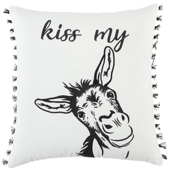 Rizzy Pillow Printed Pillow With Embroidered Accents White 17"x17"x9"