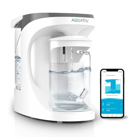 AquaTru Carafe Smart Countertop Reverse Osmosis Water Purifier with Glass Carafe