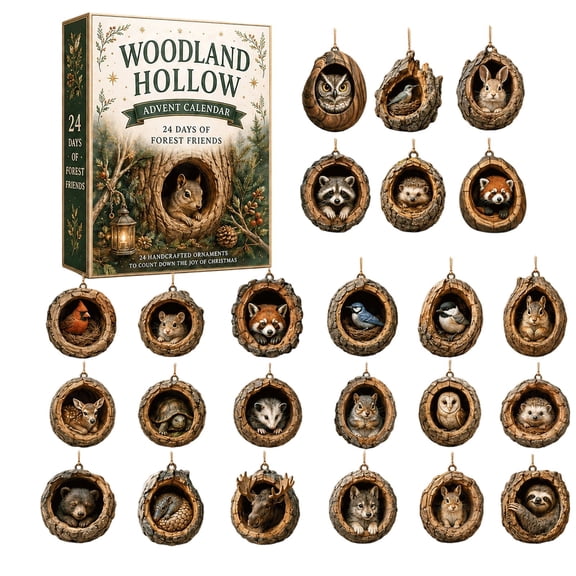 Forest Theme Advent Calendar 2026, 24Pcs Acrylic Forest‑Style Hanging Ornaments, Christmas Countdown Advent Calendar, Nature Forest Collectible Gift Set
