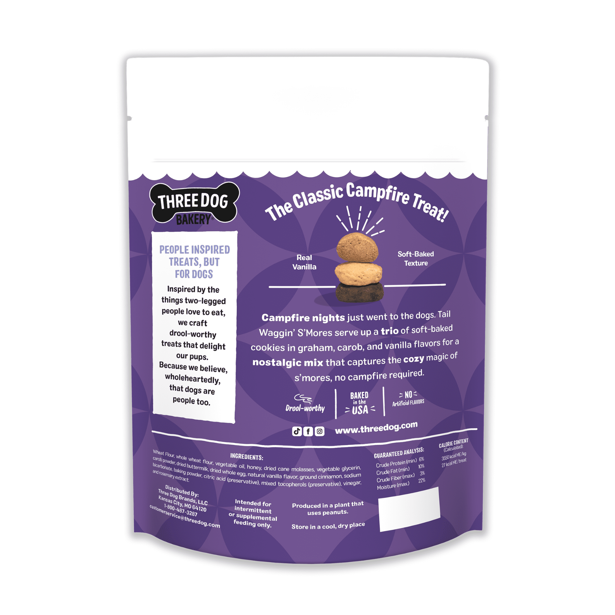 Three Dog Bakery Tail Waggin' S'Mores Soft-Baked Dog Treats, 12 oz