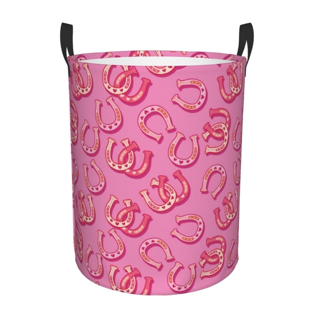 Balery Cute Cowgirl Cesta de ropa redonda con asas, impermeable, independiente, para ropa, juguetes, dormitorio y familia-Medium
