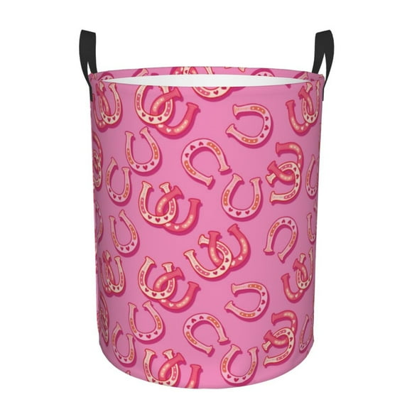 Balery Cute Cowgirl Cesta de ropa redonda con asas, impermeable, independiente, para ropa, juguetes, dormitorio y familia-Medium