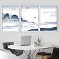 thumbnail image 2 of IDEA4WALL Framed Canvas Print Wall Art Set Blue Watercolor Mountain Range Sea Nature Wilderness Modern Art Decorative Landscape Rustic for Living Room, Bedroom, Office - 16"x24"x3 White, 2 of 5