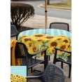 thumbnail image 5 of Outdoor Tablecloths with Umbrella Hole & Zipper, Sunflower 54x54 Inch Square Tablecloths, Yellow Summer Botanical Blue Striped Farmhouse Waterproof Table Cloth, Patio/Pool/Picnic Table Covers, 5 of 8