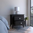 thumbnail image 2 of FM FURNITURE Breeze Four-Legged Modern Bedroom Nightstand, with Two Drawers - Black, 2 of 4
