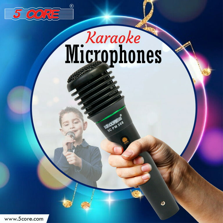 5 Core Premium Vocal Dynamic Cardioid Handheld Microphone Unidirectional Mic  with 12ft Detachable XLR Cable to ¼ inch Audio Jack and On/Off Switch for Karaoke  Singing (Black) (308P) 