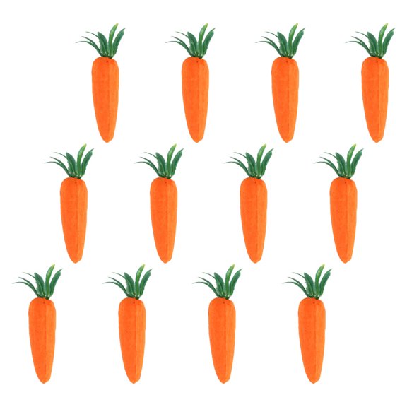 Worgeous 12pcs Mini Artificial Carrots Realistic Simulation Decorations for Easter Party Supplies DIY Crafts Vegetable Food Ornament