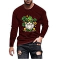 thumbnail image 2 of ZRGHAOYLQ St. Patrick's Day Long Sleeve T-shirt Mens Big Tall Crewneck T-shirt Plus Size Shamrock Gnomies Pattern Shirt Tops Slim Fit Lightweight Shirts for Men, 2 of 5