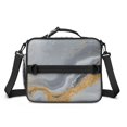 thumbnail image 2 of Grey and Gold Marble Pattern Insulated Lunch Bag with Shoulder Strap and Bottle Holder,Bento School Lunch Bag Box,11x9.5x3.5 Inches, 2 of 5