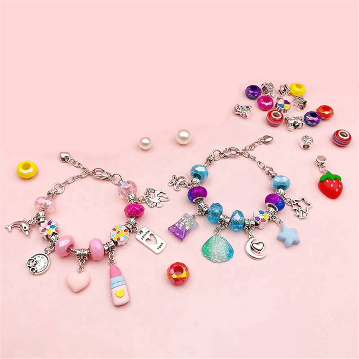 DIY Beaded Bracelet Set with Storage Box Bracelet DIY Handmade Jewelry Making Kit Acrylic Hole Beads D