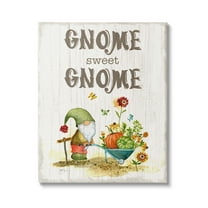 Stupell Industries Sweet Gnome Floral Harvest Botanical & Floral Painting Gallery Wrapped Canvas Art Print Wall Art, 36 x 48