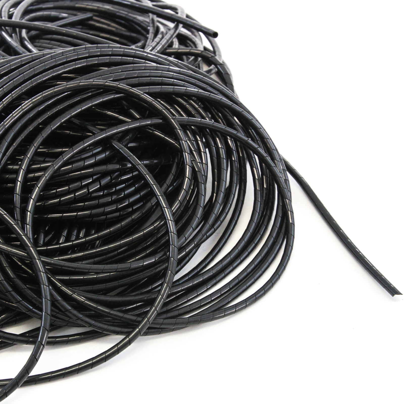 333FT PE 1/4" 6 mm Black Polyethylene Spiral Wire Wrap PC for Car Computer Cable