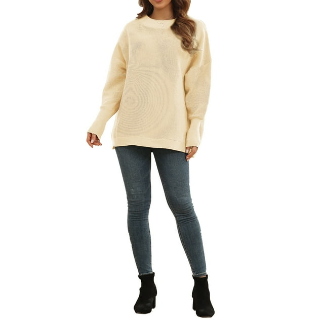 Pull Ample Décontracté pour Femmes, Couleur Unie, Manches Longues, Col Roulé, Pull Ample