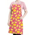 thumbnail image 5 of Yellow Lemon Fruit Slices Pink Pattern Apron-Garden Aprons for Women with Pockets-Cotton Linen Waterproof Kitchen Cooking Gardening Aprons Adjustable for Kitchen,Cooking,BBQ and Salon 33x27 Inch, 5 of 7