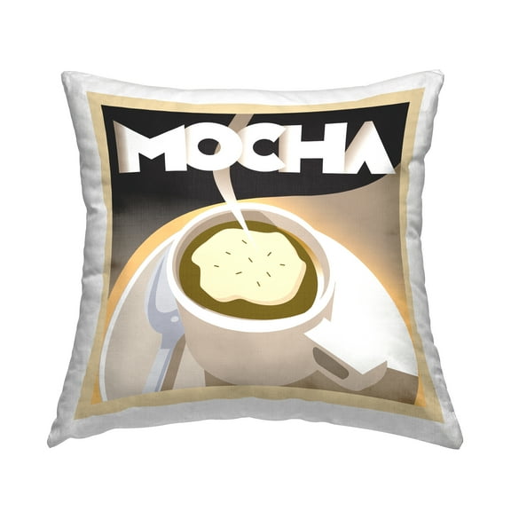 Stupell Industries Vintage Mocha Latte Decorative Printed Throw Pillow, 18 x 18