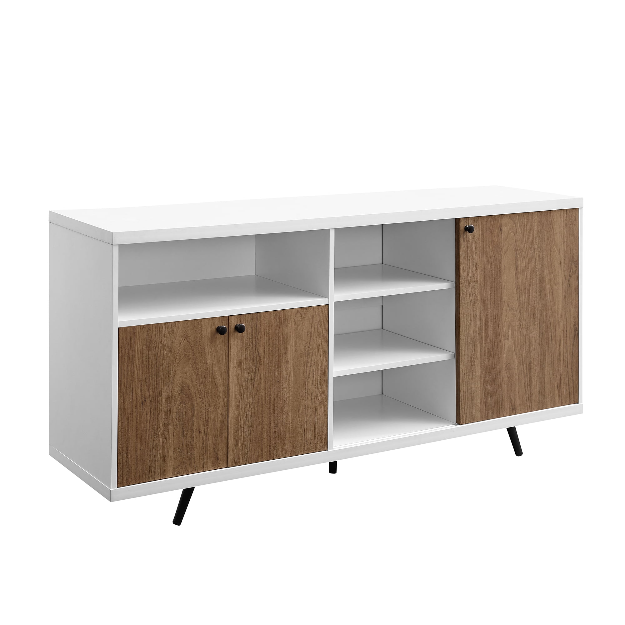 Desert Fields Tatum Modern A-Symmetrical 3-Door Sideboard, White/English Oak