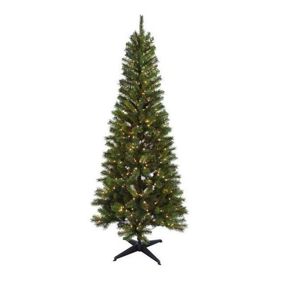 Holiday Bright Lights 9096659 7 ft. 1-2 Tree Pencil LED Highland Spruce Color Changing Christmas Tree, Multi Color - 500 Count