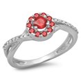 thumbnail image 1 of 0.50 Carat (ctw) 14K White Gold Round Cut Ruby & White Diamond Ladies Swirl Split Shank Bridal Halo Engagement Ring 1/2, 1 of 1