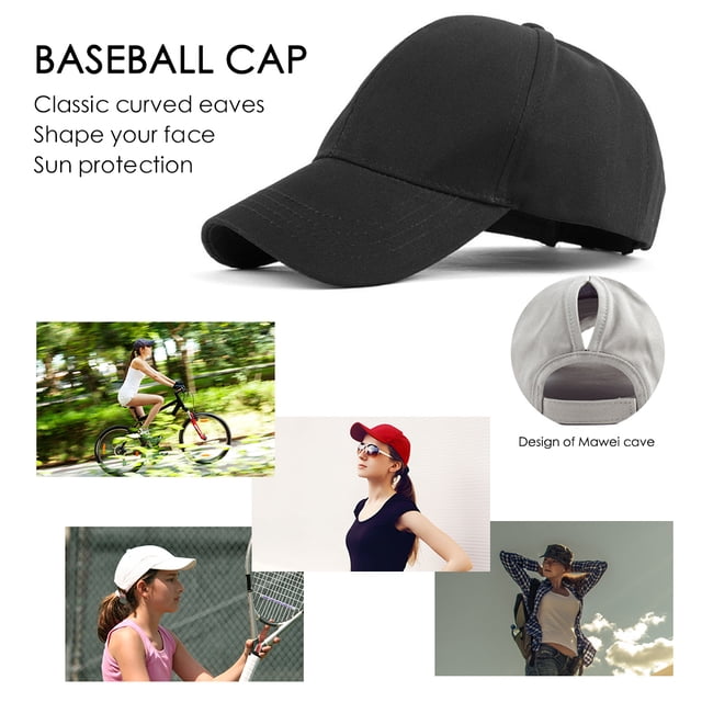 Sombrero de sol ajustable con agujero Snapback de algodón Sombreros Gorra de béisbol de cola de caballo informal