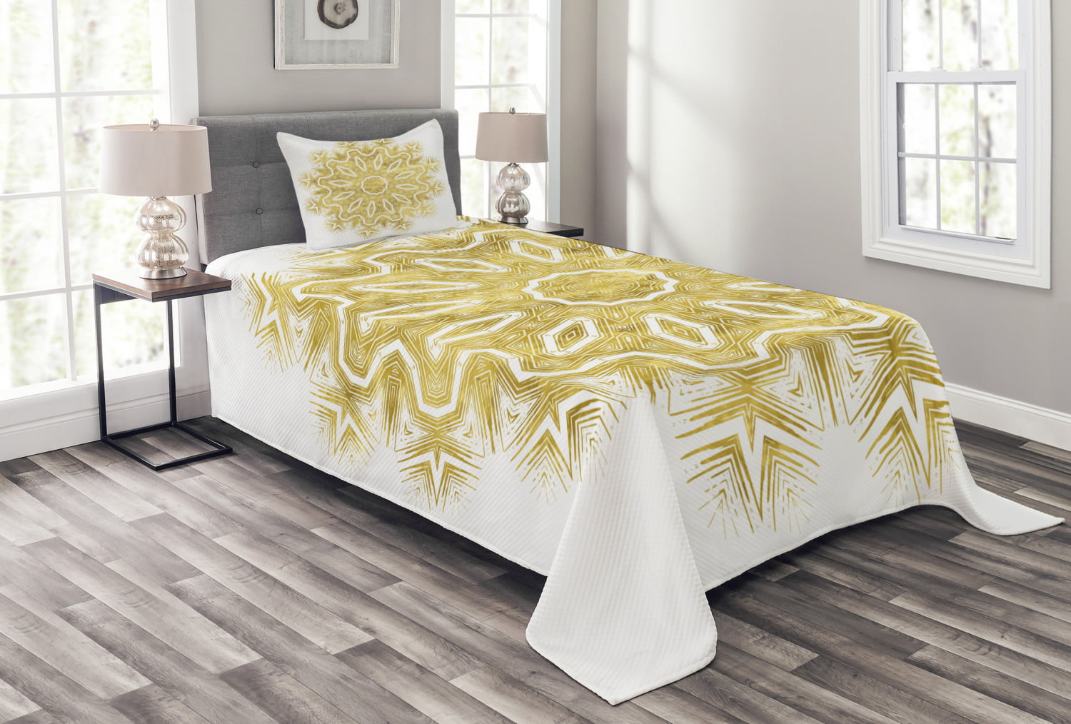 Darcy Yellow Floral Duvet Quilt Cover Set Yellow Polyester Cotton Primrose Doub 