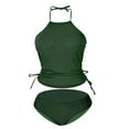 thumbnail image 7 of Wycnly Swimsuits for Women Two Piece Swimsuits for Women Womens Bathing Suit Bikini Set Strap Halter Tankini Sets with Drawstring Summer Beach Solid Swimwear with Trunks, 7 of 7