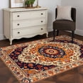 thumbnail image 3 of Orange Boho Flower Runner Rug 2.7x5 FT, Non Slip Entryway Carpet, Traditional Oriental Tribal Ethnic Washable Soft Floor Carpet Entrance Mat Non-Shedding Throw Rug for Hallway Laundry Room Bedside, 3 of 9