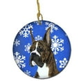 thumbnail image 1 of Boxer Winter Snowflakes Holiday Christmas Ceramic Ornament, 1 of 1