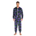 thumbnail image 3 of FORMRS Onesies Pajama for Adults Unisex Hoodie Winter Jumpsuit One Piece Sleepwear, Sizes S-2XL, Purple Cartoon Bats Pattern, 3 of 7