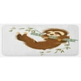 thumbnail image 1 of Sloth Kitchen Mat, Happy Cheerful Animal Swinging on Tree Branch Hand Drawn Cartoon Illustration, Plush Decorative Kitchen Mat with Non Slip Backing, 47" X 19", Brown Khaki Grey, by Ambesonne, 1 of 1