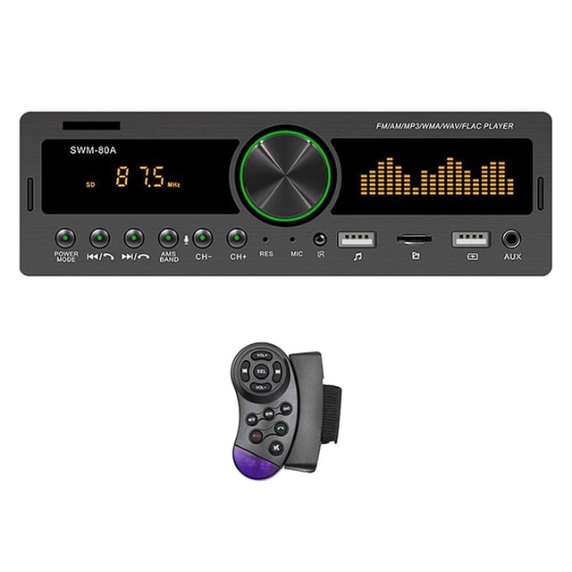 Radio estéreo de coche perfecl SWM-80A Reproductor de MP3 AUX USB TF FM Audio tablero MIC con volante