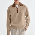 thumbnail image 2 of WILLBEST Mens Autumn and Winter Lapel Half Zipper Casual Long Sleeved Top Sweater Men's Coat, 2 of 8