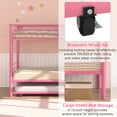 thumbnail image 5 of VECELO Twin Over Twin Bunk Beds with Trundle Bed, Metal 3 Twin Size Bed Frame for Adults and Dorm, 2 Side Ladders and Safety Guard Rail, No Box Spring Need, Pink, 5 of 10