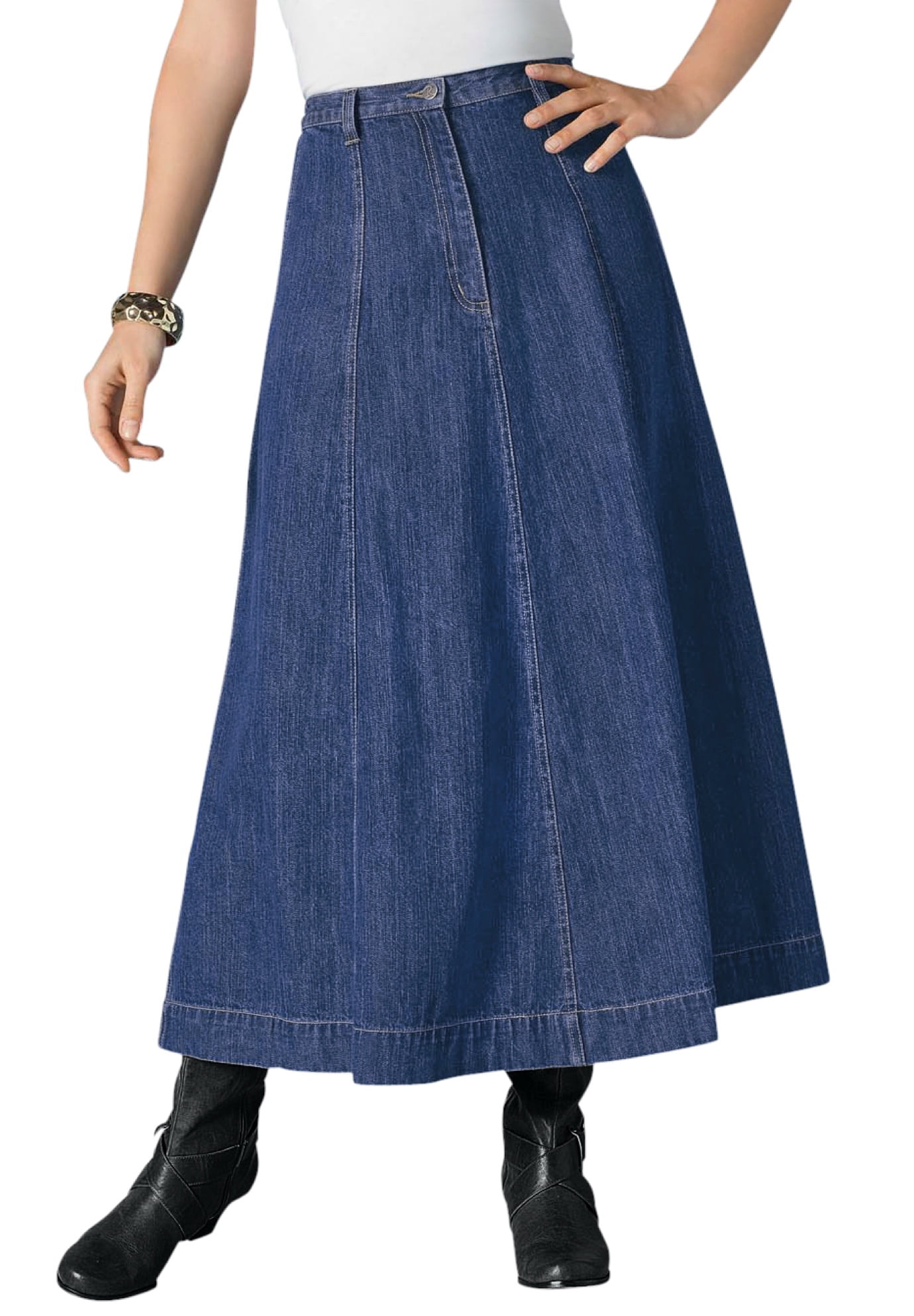 Women's Plus Size Denim Maxi Skirt - Walmart.com